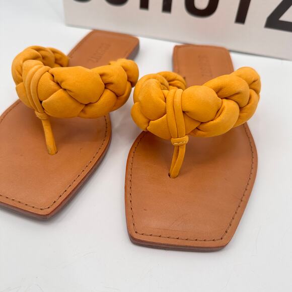 SCHUTZ Evereve New in Box Cicely Braided Flat Sandal in Marigold Yellow // 10 - Picture 5 of 10